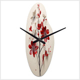 Red Beige Minimalism Essence Of Red Flower - Asymmetric Metal Wall Clock