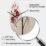 Red Beige Minimalism Essence Of Red Flower - Asymmetric Metal Wall Clock