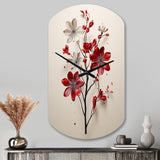 Red Beige Minimalism Essence Of Red Flower - Asymmetric Metal Wall Clock