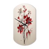 Red Beige Minimalism Essence Of Red Flower - Asymmetric Metal Wall Clock