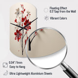 Red Beige Minimalism Essence Of Red Flower - Asymmetric Metal Wall Clock