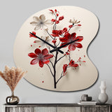 Red Beige Minimalism Essence Of Red Flower - Asymmetric Metal Wall Clock