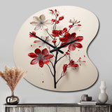 Red Beige Minimalism Essence Of Red Flower - Asymmetric Metal Wall Clock