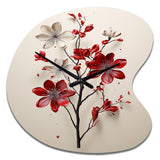 Red Beige Minimalism Essence Of Red Flower - Asymmetric Metal Wall Clock