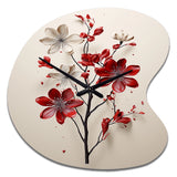 Red Beige Minimalism Essence Of Red Flower - Asymmetric Metal Wall Clock