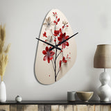 Red Beige Minimalism Essence Of Red Flower - Asymmetric Metal Wall Clock