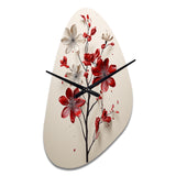 Red Beige Minimalism Essence Of Red Flower - Asymmetric Metal Wall Clock