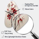 Red Beige Minimalism Essence Of Red Flower - Asymmetric Metal Wall Clock