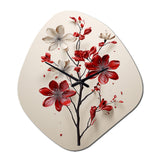 Red Beige Minimalism Essence Of Red Flower - Asymmetric Metal Wall Clock