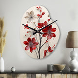 Red Beige Minimalism Essence Of Red Flower - Asymmetric Metal Wall Clock