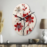 Red Beige Minimalism Essence Of Red Flower - Asymmetric Metal Wall Clock