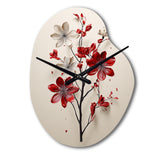 Red Beige Minimalism Essence Of Red Flower - Asymmetric Metal Wall Clock
