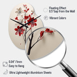 Red Beige Minimalism Essence Of Red Flower - Asymmetric Metal Wall Clock