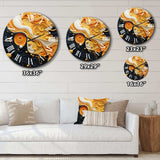 Orange Black Minimalism Flowing Harmony - Abstract Metal Wall Clock