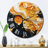 Orange Black Minimalism Flowing Harmony - Abstract Metal Wall Clock