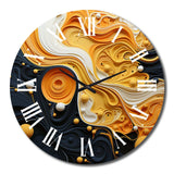 Orange Black Minimalism Flowing Harmony - Abstract Metal Wall Clock