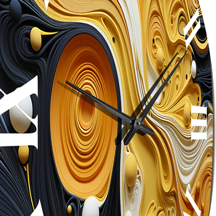 Orange Black Minimalism Flowing Harmony - Abstract Metal Wall Clock