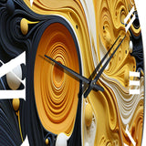 Orange Black Minimalism Flowing Harmony - Abstract Metal Wall Clock