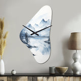 Grey Blue Minimalism Forest Reflections I - Asymmetric Metal Wall Clock