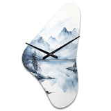 Grey Blue Minimalism Forest Reflections I - Asymmetric Metal Wall Clock