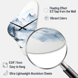 Grey Blue Minimalism Forest Reflections I - Asymmetric Metal Wall Clock