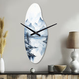 Grey Blue Minimalism Forest Reflections I - Asymmetric Metal Wall Clock