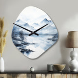 Grey Blue Minimalism Forest Reflections I - Asymmetric Metal Wall Clock
