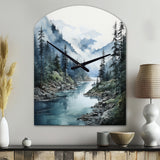 Grey Blue Minimalism Forest Reflections II - Asymmetric Metal Wall Clock
