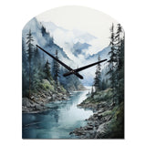 Grey Blue Minimalism Forest Reflections II - Asymmetric Metal Wall Clock