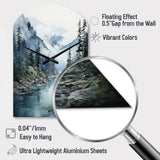 Grey Blue Minimalism Forest Reflections II - Asymmetric Metal Wall Clock