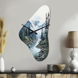 Grey Blue Minimalism Forest Reflections II - Asymmetric Metal Wall Clock