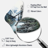 Grey Blue Minimalism Forest Reflections II - Asymmetric Metal Wall Clock