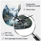 Grey Blue Minimalism Forest Reflections II - Asymmetric Metal Wall Clock