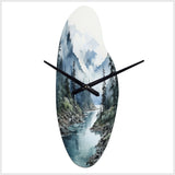 Grey Blue Minimalism Forest Reflections II - Asymmetric Metal Wall Clock