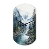 Grey Blue Minimalism Forest Reflections II - Asymmetric Metal Wall Clock