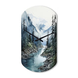 Grey Blue Minimalism Forest Reflections II - Asymmetric Metal Wall Clock