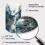 Grey Blue Minimalism Forest Reflections II - Asymmetric Metal Wall Clock