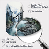 Grey Blue Minimalism Forest Reflections II - Asymmetric Metal Wall Clock