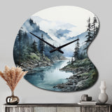Grey Blue Minimalism Forest Reflections II - Asymmetric Metal Wall Clock