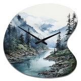 Grey Blue Minimalism Forest Reflections II - Asymmetric Metal Wall Clock