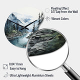 Grey Blue Minimalism Forest Reflections II - Asymmetric Metal Wall Clock