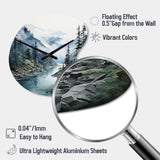Grey Blue Minimalism Forest Reflections II - Asymmetric Metal Wall Clock
