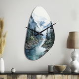 Grey Blue Minimalism Forest Reflections II - Asymmetric Metal Wall Clock