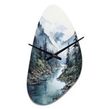 Grey Blue Minimalism Forest Reflections II - Asymmetric Metal Wall Clock