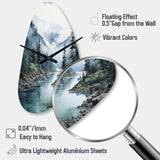 Grey Blue Minimalism Forest Reflections II - Asymmetric Metal Wall Clock