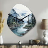Grey Blue Minimalism Forest Reflections II - Asymmetric Metal Wall Clock