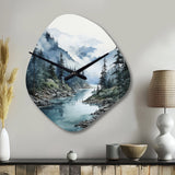 Grey Blue Minimalism Forest Reflections II - Asymmetric Metal Wall Clock