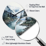 Grey Blue Minimalism Forest Reflections II - Asymmetric Metal Wall Clock