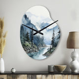 Grey Blue Minimalism Forest Reflections II - Asymmetric Metal Wall Clock