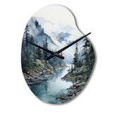 Grey Blue Minimalism Forest Reflections II - Asymmetric Metal Wall Clock